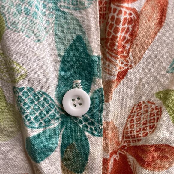 Hot Cotton Womens Floral Linen Button Up Shirt Size M Lagenlook Art To Work Boho - Picture 9 of 12